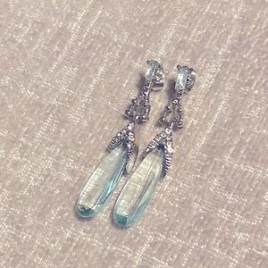 Silver & Sky Blue Drop Earrings